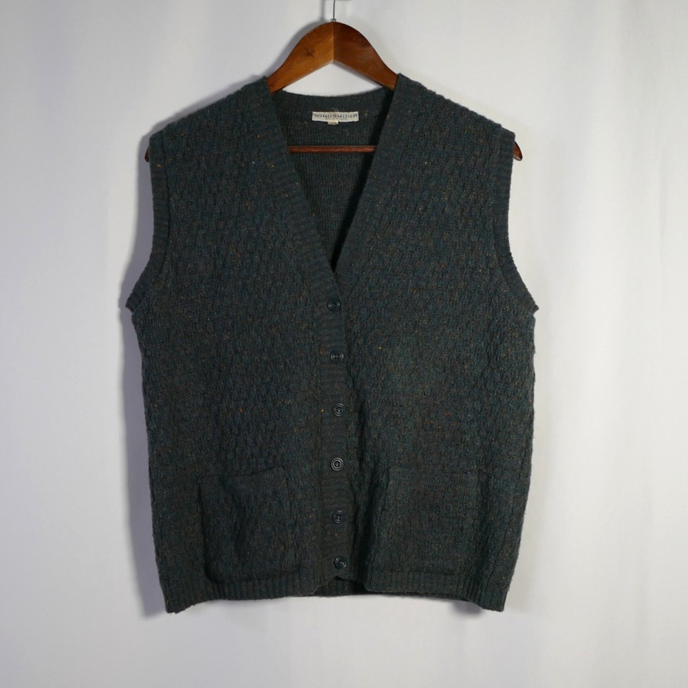 Vintage Windsmoor Womens Fisherman Sweater Vest Size 16 Made in England Heritage